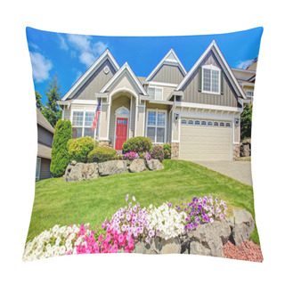 Personality  American House With Beautiful Landscape And Vivid Flowers Pillow Covers