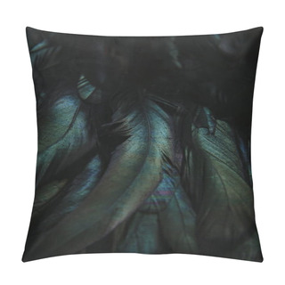Personality  Abstract Background Of Dark Feathers, Rainbow Highlights On The Plumage Pillow Covers