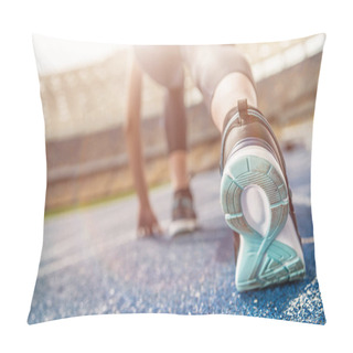 Personality  Sportswoman On Starting Line  Pillow Covers