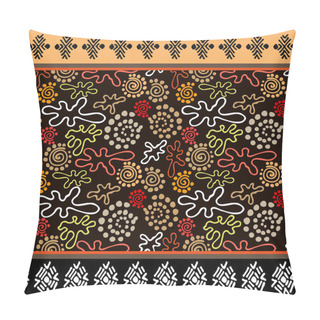 Personality  Boho Style Seamless Pattern. Australian Aboriginal Art Motifs. Pillow Covers