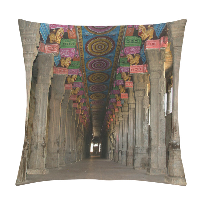 Personality  Inside Of Meenakshi Hindu Temple In Madurai, South India Pillow Covers