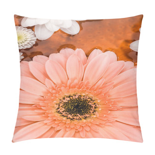 Personality  Top View Of Daisies And Gerbera Flower In Metalic Plate For Spa Procedure Pillow Covers
