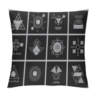 Personality  Futuristic Geometric Hipster Elements And Logos. Pillow Covers