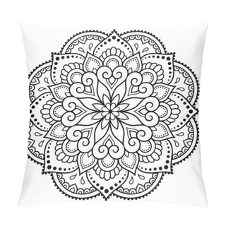 Personality  Circular Pattern In Form Of Mandala With Flower For Henna, Mehndi, Tattoo, Decoration. Decorative Ornament In Ethnic Oriental Style. Outline Doodle Hand Draw Vector Illustration. Pillow Covers