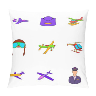 Personality  Aronautics Icons Set, Cartoon Style Pillow Covers