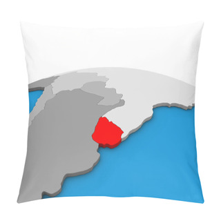 Personality  Uruguay On Political 3D Globe. 3D Illustration. Pillow Covers