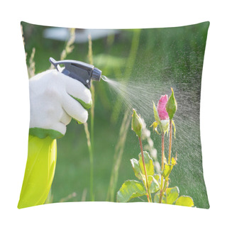 Personality  Close-up Hands Female Spray Gardening Plant Roses Pillow Covers