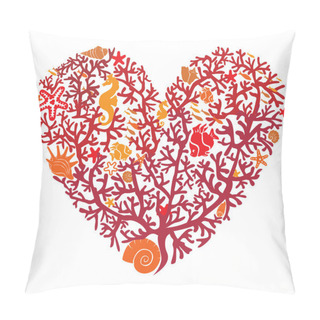 Personality  Heart Is Made Of Corals, Isolated On White Background Pillow Covers