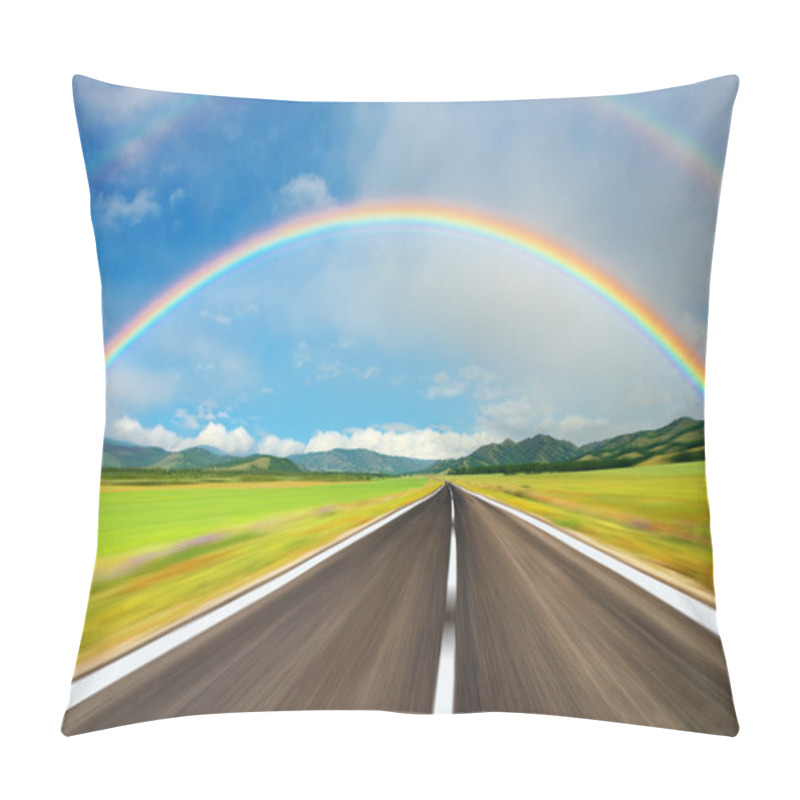 Personality  Rainbow over road pillow covers