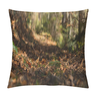 Personality  Dry Leaves On Blurred Ground In Forest, Banner  Pillow Covers
