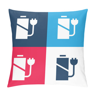 Personality  Battery Level Blue And Red Four Color Minimal Icon Set Pillow Covers