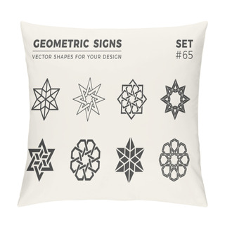 Personality  Set Of Eight Minimalistic Trendy Shapes. Stylish Vector Logo Emblems For Your Design. Simple Creative Geometric Signs Collection. Pillow Covers
