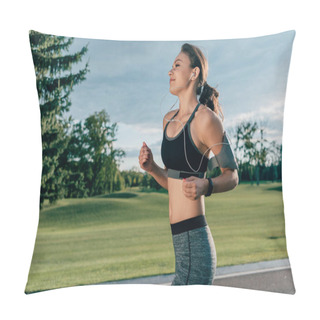 Personality  Sportive Running Woman In Earphones Pillow Covers