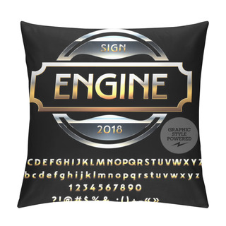 Personality  Vector Golden And Silver Logo For Motorbike And Car Shop. Golden Font Contains Graphic Style. Pillow Covers