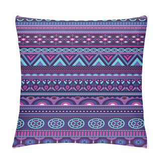 Personality  Ethnic Various Strips Motifs In Violet Colors Background Pillow Covers