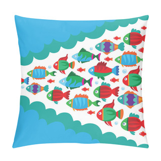 Personality  Vector Design With Fishes And Ocean Waves Pillow Covers
