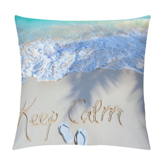 Personality Art Summer Concept Of Sandy Beach, Keep Calm Motivational Pillow Covers