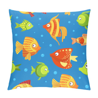 Personality  Colorful Tropical Marine Fishes Seamless Pattern, Underwater Life Design Element Can Be Used For Wallpaper, Packaging, Background Vector Illustration Pillow Covers