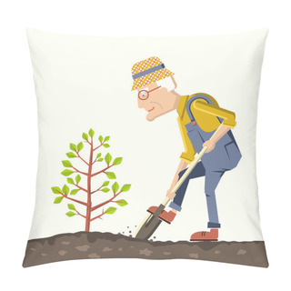 Personality  Old Man Gardener Plant A Tree Pillow Covers