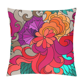 Personality  Hand-drawn Waves And Flowers Pillow Covers