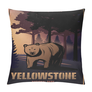 Personality  Vintage Colored Yellowstone National Park Poster Pillow Covers