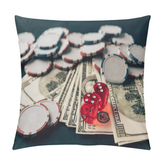 Personality  Money With Dice And Chips On Casino Table Pillow Covers