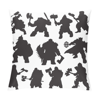 Personality  Dwarf Warrior Silhouette On A White Background Pillow Covers