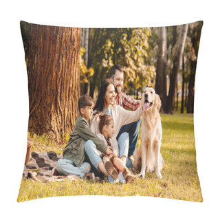 Personality  Family On Picnic Petting Dog Pillow Covers