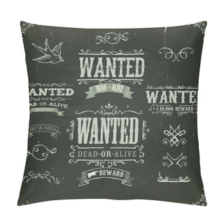 Personality  Wanted Vintage Western Banners On Chalkboard Pillow Covers