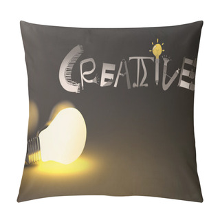 Personality Light Bulb 3d And Hand Drawn Graphic Design Word CREATIVE  As Co Pillow Covers