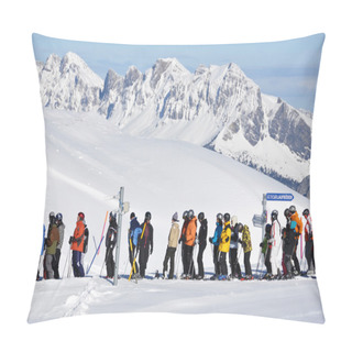 Personality  Queue At The Ski Lift Pillow Covers