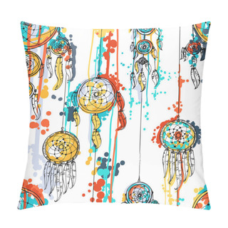 Personality  Seamless  Illustration With Dream Catchers Pillow Covers