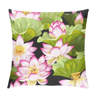 Personality  Seamless Pattern With Lotus Flowers Pillow Covers