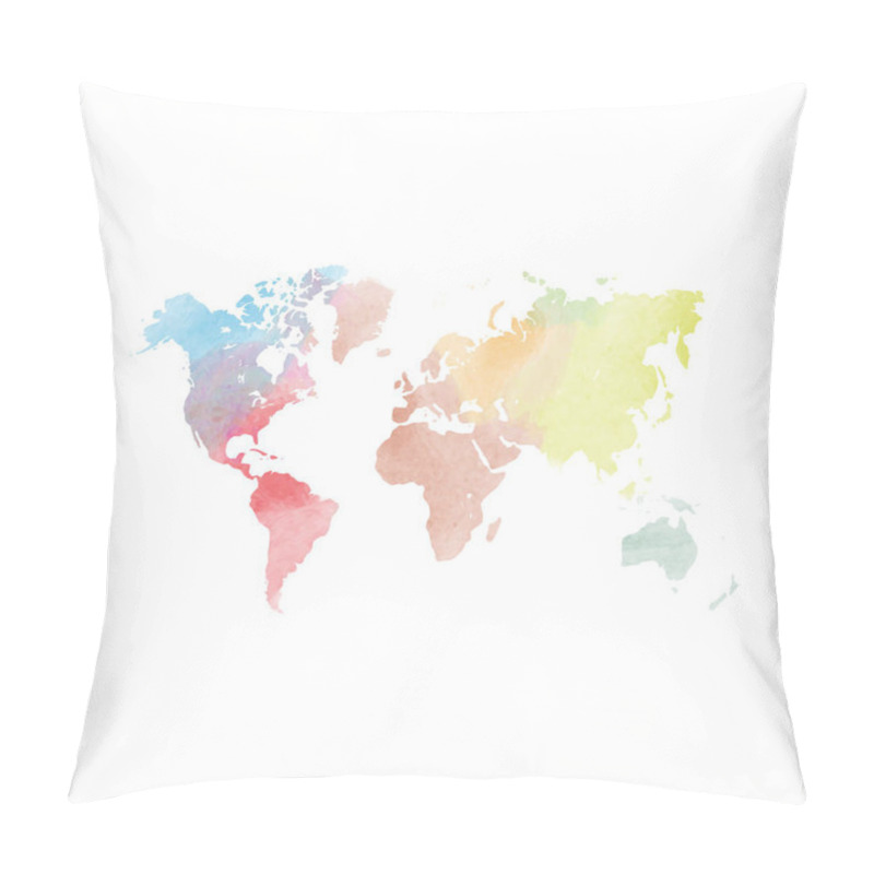 Personality  Watercolor Map Of World. Colorful Vector Illustration Pillow Covers