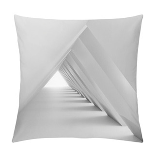 Personality  3d Render Of Total White Monochrome Building Tunnel. Abstract Background Pillow Covers