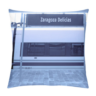Personality  Railway Station With Signpost And High Speed Wagon. Pillow Covers