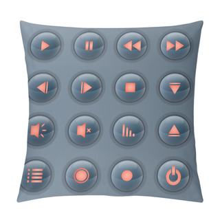 Personality  Vector Set Of Media Player Icons. Pillow Covers