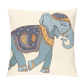 Personality  Vector Illustration Of An Elephant. Indian Style Pillow Covers
