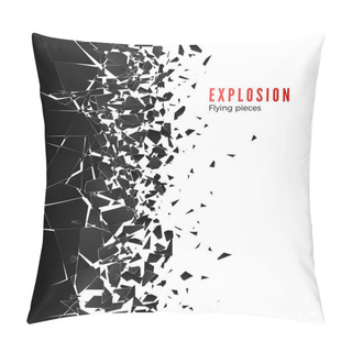Personality  Abstract Cloud Of Pieces And Fragments After Wall Explosion. Shatter And Destruction Effect. Vector Illustration Pillow Covers