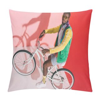 Personality  Stylish African American Man On Bicycle Pillow Covers