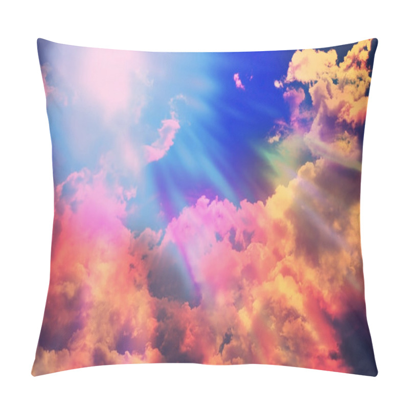 Personality  Blue sky with floating clouds closeup. pillow covers