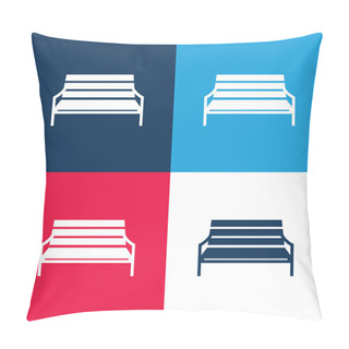 Personality  Bench Blue And Red Four Color Minimal Icon Set Pillow Covers