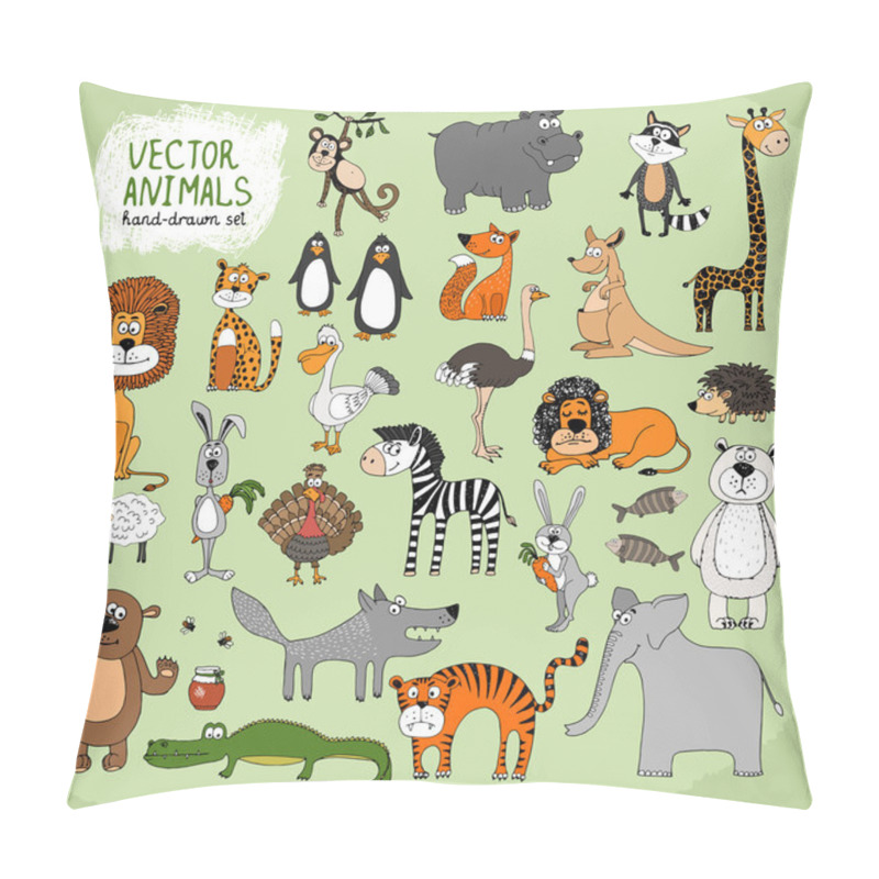 Personality  Hand-drawn vector wild animals collection pillow covers