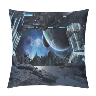 Personality  Huge Asteroid Spaceship Interior 3D Rendering Elements Of This I Pillow Covers