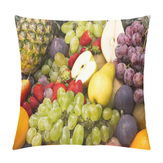 Personality  Background Of Ripe Fruit Apples Oranges Grapes Pillow Covers
