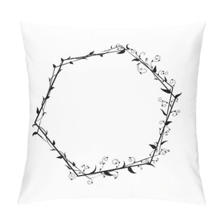 Personality  Branches With  Leaves And Flowers On A White Background. Frame For Postcards Decorations. Pillow Covers