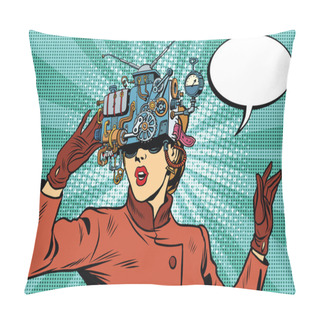 Personality  Virtual Reality Glasses Retro Girl Science Fiction Pillow Covers