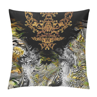 Personality  Golden Baroque And  Leopard Background Pillow Covers
