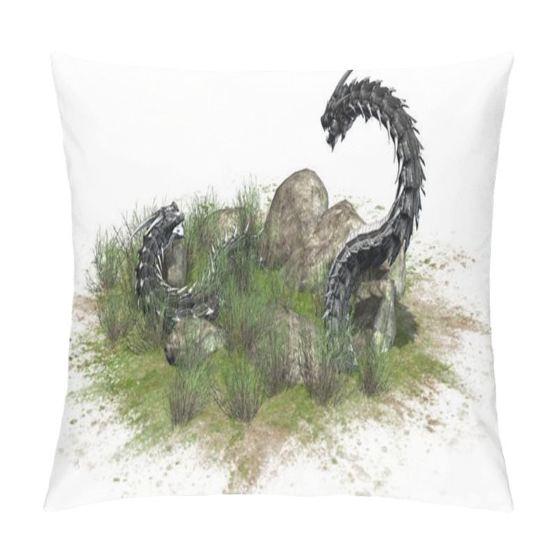 Personality  Dragon Worms in grass with stones around - isolated on white background pillow covers