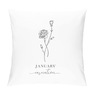 Personality  Floral Decorative Design Element. Carnation, January Birth Flower, Birth Month, Mother S Day, Birth Announcement, Baby Gift, T-shirt Design, Print. Pillow Covers